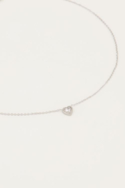 my jewellery ketting | Stras hart met steentje zilver