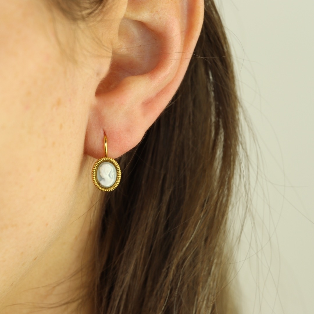 Camps & Camps oorbellen Cameo Blue