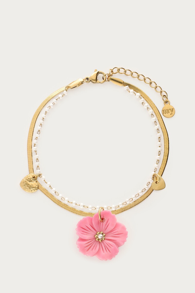 My Jewellery Botanical dubbele armband met roze bloem