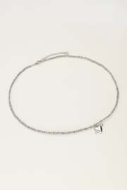 My jewellery Sunrocks paarse koord ketting met cupido hartje zilver