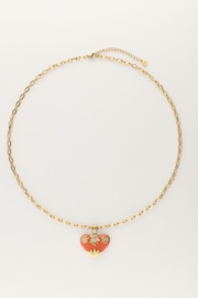 My Jewellery ketting | art schakelketting met oranje vintage hart goud