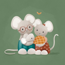 wenskaart studio noorderlicht opa oma muis met baby
