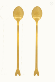 Zusss set van 2 lange lepels hartje goud