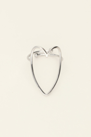 My jewellery verstelbare ring met open hart zilver