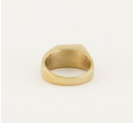 My Jewellery ring | zegelring schuin vlak goud mt 19.*