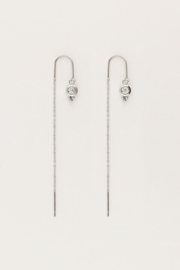 My jewellery Doortrek oorhangers met kristal zilver