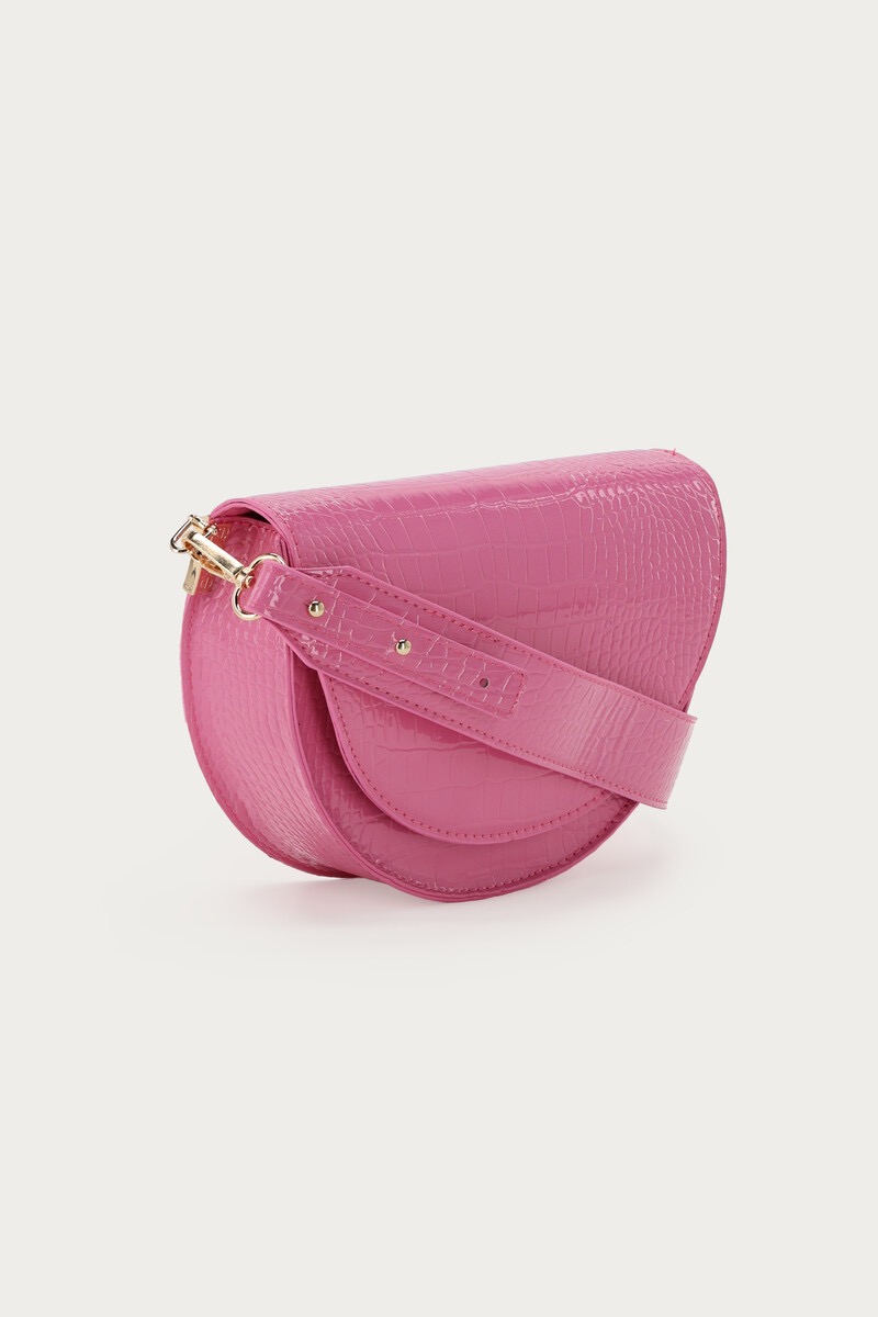 My Jewellery roze half ronde schoudertas met crocoprint