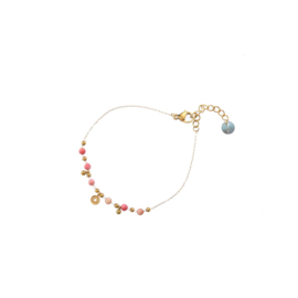 Go Dutch Label armband | roze bolletjes goud.