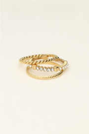 my jewellery ring set | set van 3 ringen met twist goud mt 17