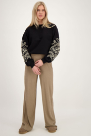 My Jewellery Zwarte sweater met embroidery mouwen