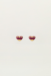 My jewellery oorbellen studs art hart paars goud