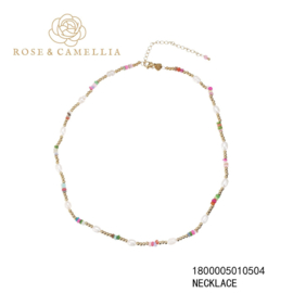 rose en camellia ketting parels en kleuren