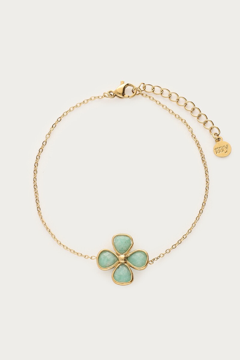 My Jewellery Botanical armband met lichtblauwe klaver