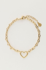 My jewellery armband met klein open hart goud