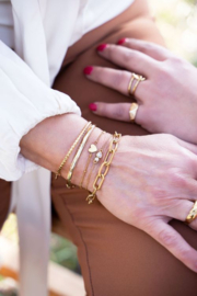 My jewellery armband | goud dubbel strass hartje