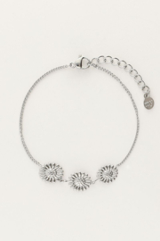 My Jewellery armband | drie zonnebloemen zilver