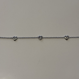My jewellery armband 3 hartjes strass zilver