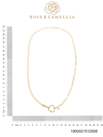 rose en camellia ketting dubbele schakel platte sluiting met hart