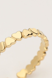 My jewellery verstelbare ring met  hartjes goud