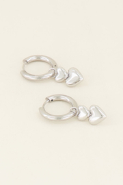 My jewellery oorbellen zilver dubbel hartje