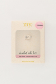 My jewellery Iconic oor piercing met drie strass steentjes zilver