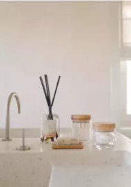 Zusss glazen voorraadpotje met houten deksel m zorg goed voor jezelf