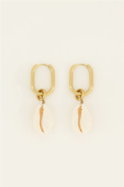 my jewellery oorbellen | sunchasers oorringen ovaal met schelp goud