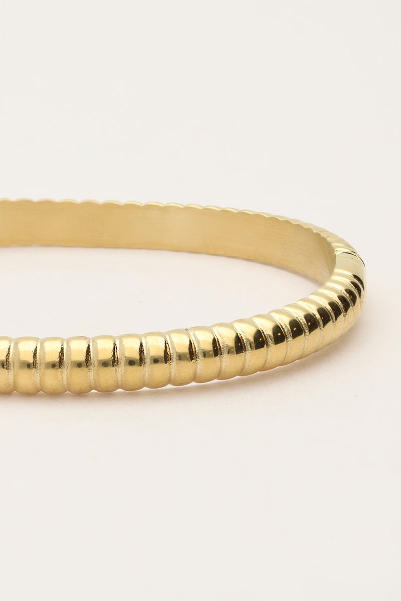 My Jewellery Bold rechthoekige bangle met ribbels goud