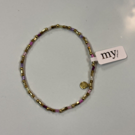 My jewellery armband gekleurde kralen goud