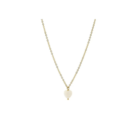 solid gold ketting joia lang wit hartje schelp