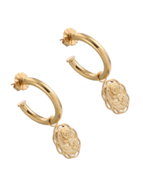 rose en camellia oorbellen hoops met ovaal en roosjes