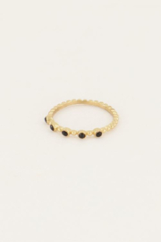 my jewellery ring | MOOD ring met zwarte stenen goud.
