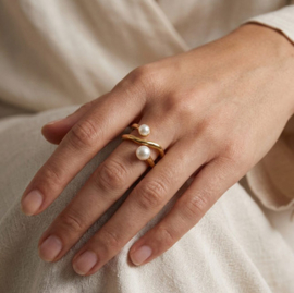 Camps & Camps ring Double x Pearl