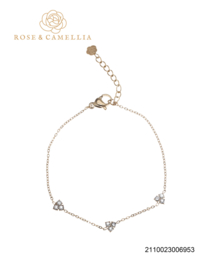 rose en camellia armband met strass driehoekjes