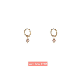 Go Dutch Label oorbellen one bead hoop - 14k + mocca