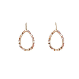 Go Dutch Label oorbellen Beads Open Drop - 14K + mocca mix