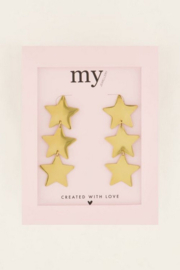 My Jewellery oorbellen | statement oorhangers drie sterren goud