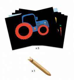 Djeco knutselen | kraskaarten voor kleintjes voertuigen