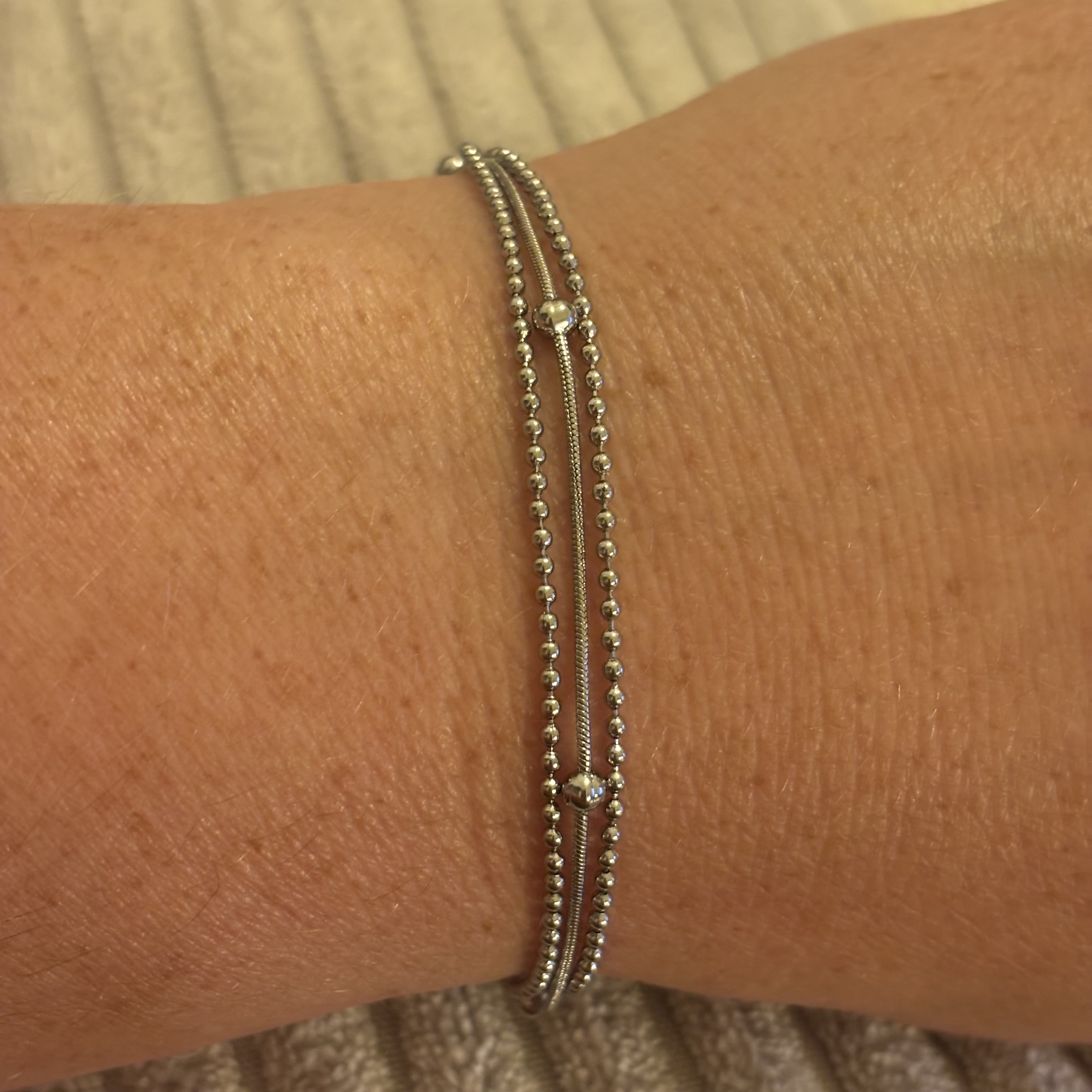 Go Dutch Label armband 3 dubbel met bolletjes zilver