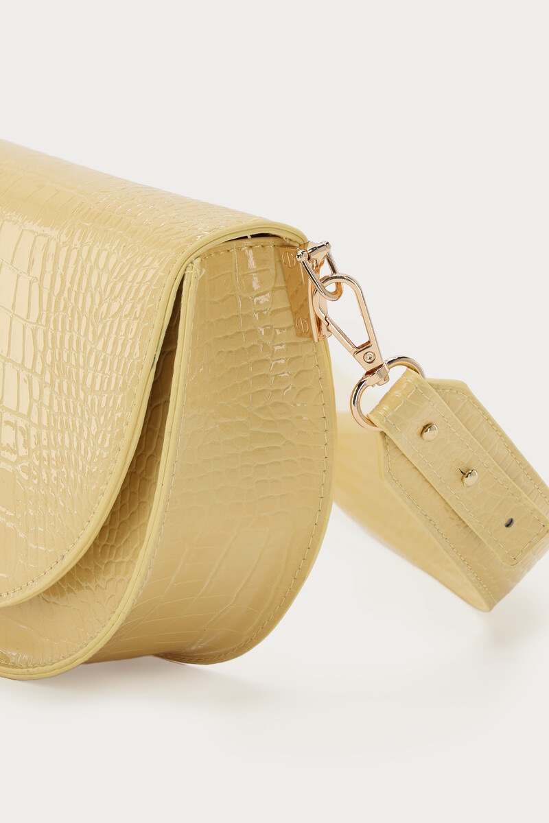 My Jewellery gele half ronde schoudertas met crocoprint