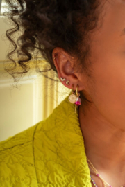 My Jewellery oorbellen mystic met gekleurde steentjes en parel goud