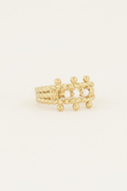 My Jewellery ring | goud statement ring three pearls.*