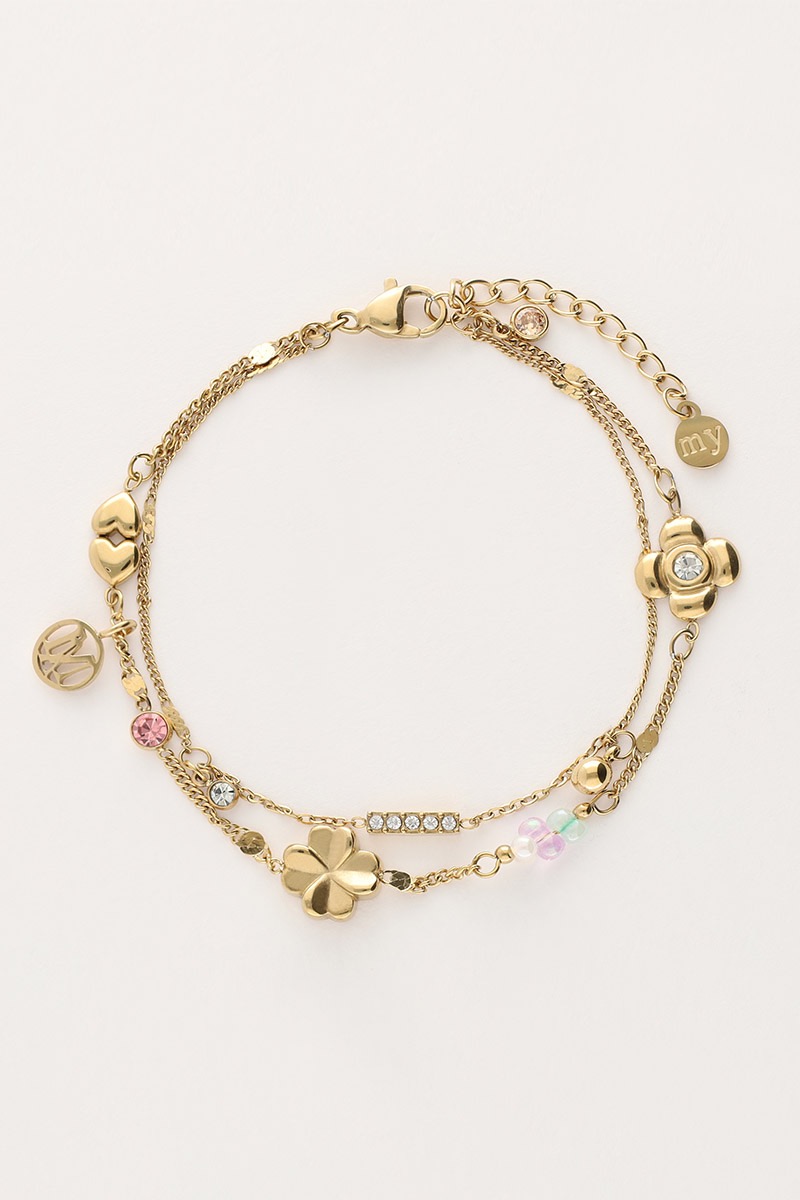 My Jewellery Dubbele armband met bedels "dreams come true" goud