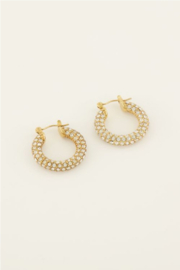 my jewellery oorbellen | sunchasers oorringen breed met strass stenen goud