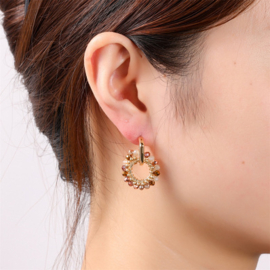 Go Dutch Label oorbellen small beads circle mocca mix