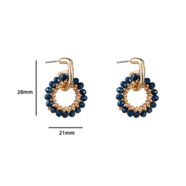 Go Dutch Label oorbellen | rond met gekleurde kralen blue