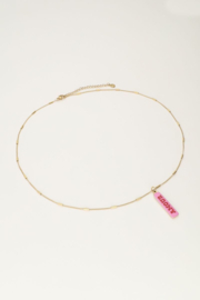 My Jewellery ketting | art ketting met roze amour bedel goud