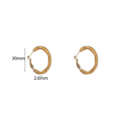 Go Dutch Label oorbellen dented hollow hoop - 14k