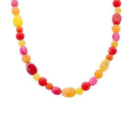 biba ketting chunky resin kralen roze/geel