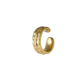 Go Dutch Label Striped earcuff goud